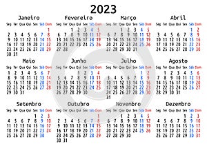 2023 calendar, Portuguese, Monday