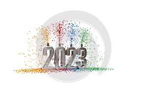 2023 celebration with confetti - 3D rendering