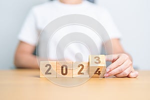 2023 change to 2024 year block on table. goal, Resolution, strategy, plan, start, budget, mission, action, motivation and New Year