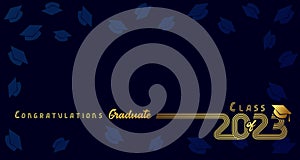 2023 Congratulation Graduate, golden line design on blue