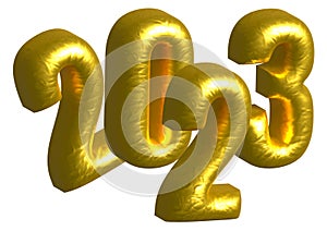 2023 gold leaf fold balloon text