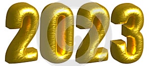 2023 gold leaf fold balloon text