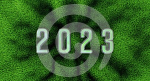 2023 greeting card with green grass background