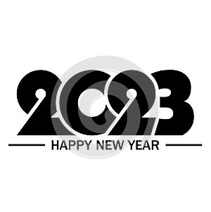 2023 Happy new year in black . Cover of card for 2023