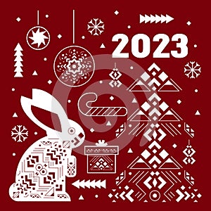 2023 Happy New Year with chinese symbol of the year Rabbit.