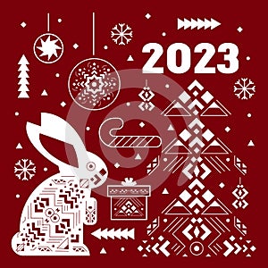 2023 Happy New Year with chinese symbol of the year Rabbit