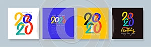 2023 Happy New Year colorful posters. Set of design typography logo 2023 for Christmas celebration and season decoration, banner,