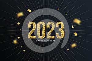 2023 Happy New Year elegant design - vector illustration of golden 2023 logo numbers on black background - perfect typography.