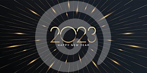 2023 Happy New Year elegant design - vector illustration of golden 2023 logo numbers on black background - perfect typography.