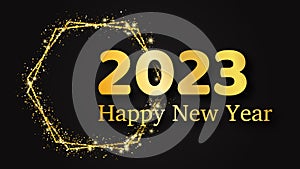 2023 Happy New Year gold background