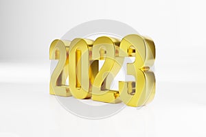 2023 Happy New Year Golden 3D Text - 3D Illustration
