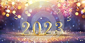 2023 Happy New Year - Golden Numbers On Glitter