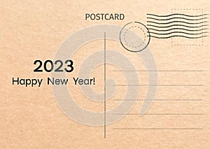2023 Happy New Year greeting card. Postcard. Postal card illustration for design. Vector illustration.