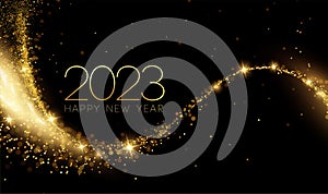 2023 New Year Abstract shiny color gold wave design element