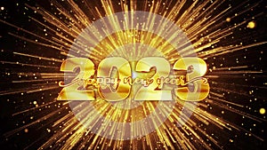 2023 New year Celebration 4K. New year 2023 Greeting With Fireworks Happy New year 2023.