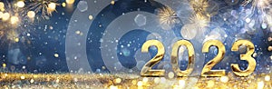 2023 New Year Celebration - Golden Number And Fireworks