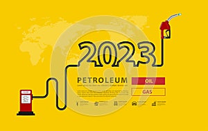 2023 new year petroleum concept with gasoline pump nozzle creative design