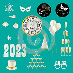 2023 New Years Eve glitter graphics