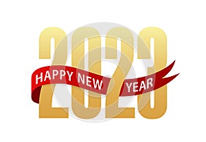 2023 number Happy New Year text. 3d effect. Merry Christmas. Vector Illustration