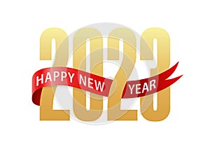 2023 number Happy New Year text. 3d effect. Merry Christmas. Vector Illustration