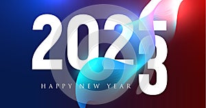 2023 numbers in neo futuristic style with wavy abstract shape for event poster, greeting card cover, 2023 calendar