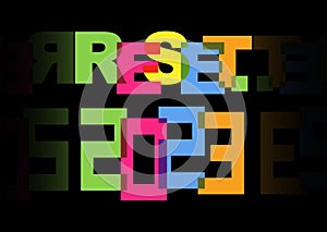 2023 RESET colorful typography banner, Happy New Year concept Logo Design Idea, Vector illustration isolated on black background