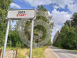 2023 start at the sign. Future and new year concept