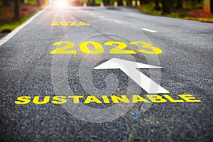 2023 to 2024 sustainable on asphalt road surface with marking lines