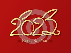 2023 Typography Text Logo with a rabbit Concept Happy New Year 2