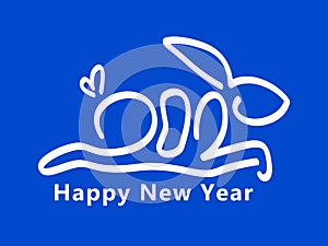 2023 Typography Text Logo with a rabbit Concept Happy New Year