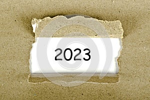 2023 written in a paper frame