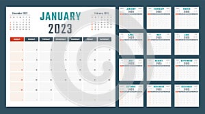 2023 year calendar, calendar design for 2023 starts sunday