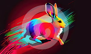 2023 is year of the rabbit. Colorful easter bunny illustration.