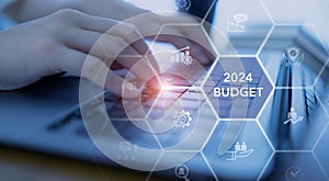2024 Budget planning and management concept. Company budget allocation for business or project management.