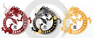 2024 Chinese new year dragon symbol. Year of the dragon character isolate vector