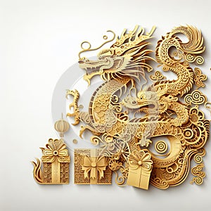 2024 Chinese new year, year of the Dragon banner template design with dragon ai generated