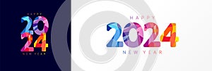 2024 colorful facet New Year numbers logo design concept
