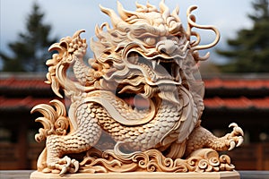 2024 Dragon Symbol - High-Quality Wooden Design with Text Space and Copy Area for Personalization