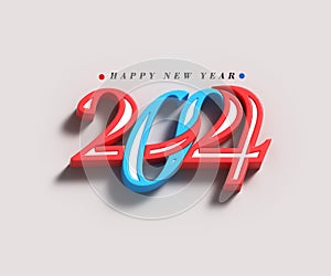 2024 Happy New Year 3d Lettering Illustration