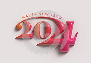 2024 Happy New Year 3d Lettering Illustration