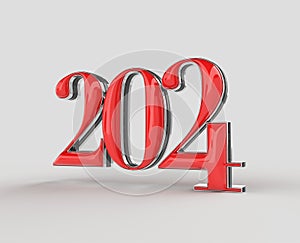 2024 Happy New Year 3d Lettering Illustration