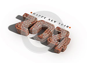 2024 Happy New Year 3d Lettering Illustration