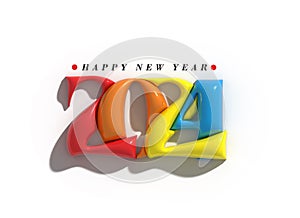 2024 Happy New Year 3d Lettering Illustration