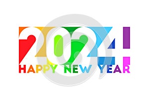 2024 and happy new year as colorful greeting design
