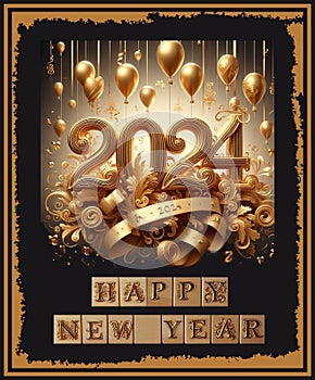 2024 Happy New Year Celebration Greeting card