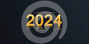 2024 Happy New Year elegant design - vector illustration of golden 2024 logo numbers on black background.