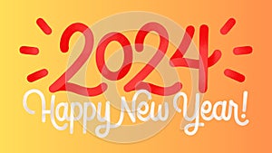 2024 Happy New Year images, shiny color gold wave design element, festive vector images.