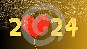 2024 Happy New Year images, shiny color gold wave design element, festive vector images.