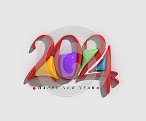 2024 Happy New Year Lettering Typographical Illustration Design