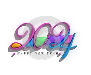 2024 Happy New Year Lettering Typographical Illustration Design